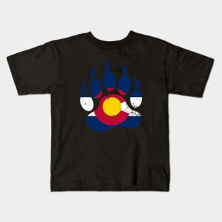 Colorado Flag Bear Claw Art Design Kids T-Shirt